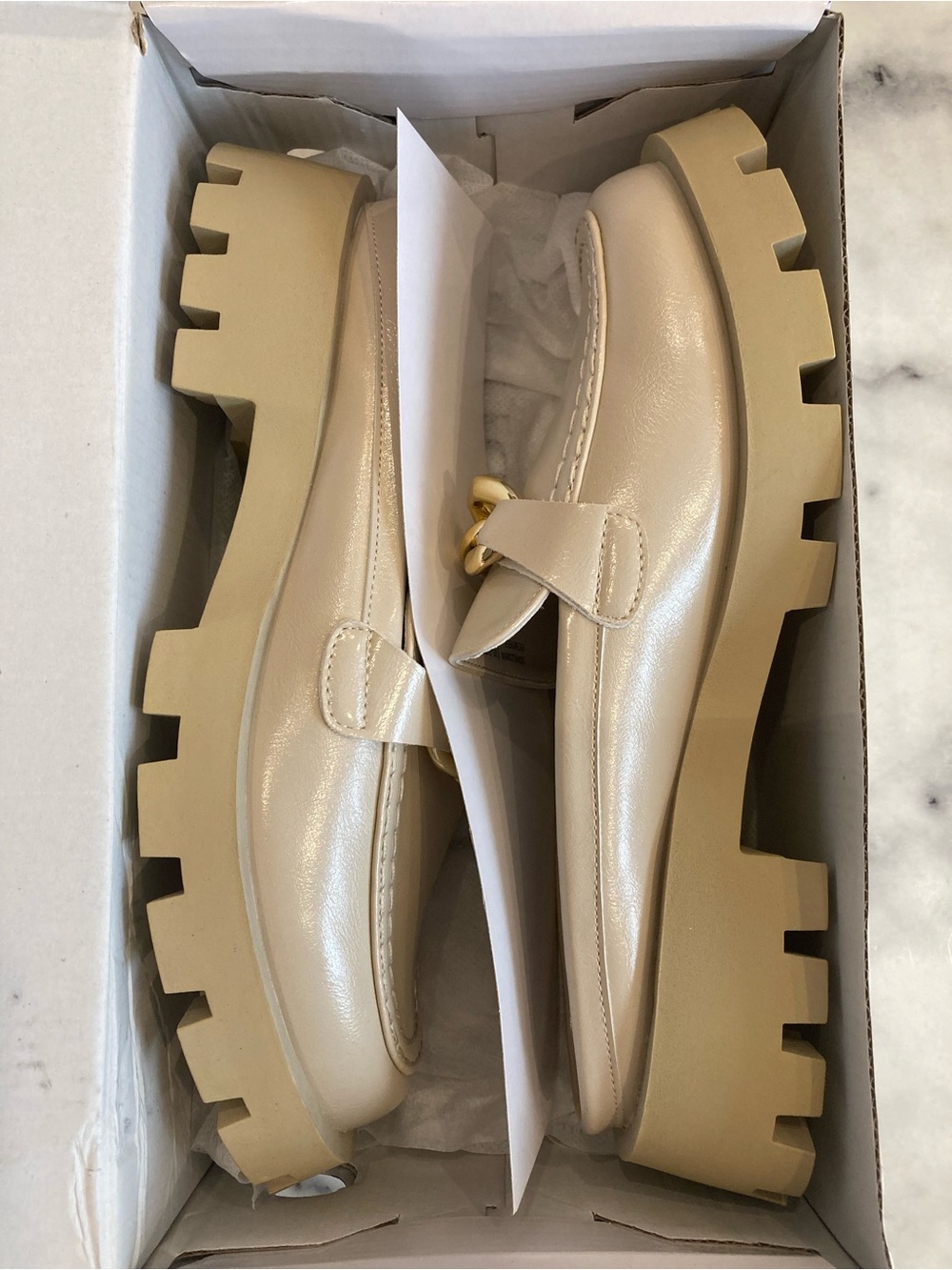 Women’s beige Chain-Accent Mules - Picture 3 of 5
